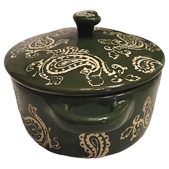 Temp-tations Presentable Ovenware by Tara Vintage Paisley Stoneware in Green 9oz - Picture 8 of 10